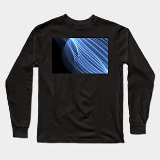 Abstract wave and curved lines illustration blue and black Long Sleeve T-Shirt